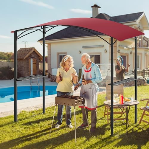 Grill Gazebo Replacement Canopy Top Cover Only, 8x5 ft, Red in 8x5 ft in Red, alternate view 7