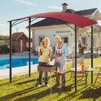 Grill Gazebo Replacement Canopy Top Cover Only, 8x5 ft, Red in 8x5 ft in Red, alternate view 7