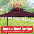 Grill Gazebo Replacement Canopy Top Only - 5' x 8' Outdoor BBQ Gazebo Canopy Roof, Waterproof Double Tiered, alternate view 4