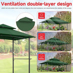 Grill Gazebo Replacement Canopy Top Only - 5' x 8' Outdoor BBQ Gazebo Canopy Roof, Waterproof Double Tiered, alternate view 3