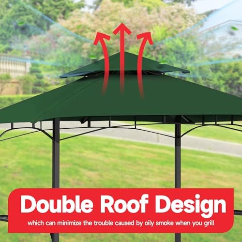 Grill Gazebo Replacement Canopy Top Only - 5' x 8' Outdoor BBQ Gazebo Canopy Roof, Waterproof Double Tiered, alternate view 4