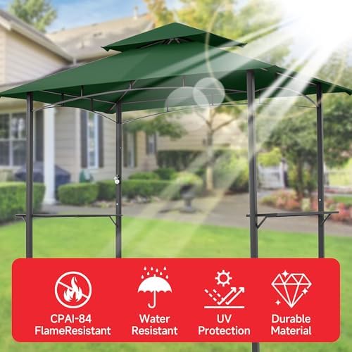 Grill Gazebo Replacement Canopy Top Only - 5' x 8' Outdoor BBQ Gazebo Canopy Roof, Waterproof Double Tiered, alternate view 6