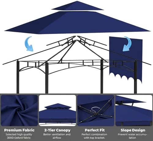 Grill Gazebo Replacement Canopy Top Only, 5x11 ft, Blue in 5x11 ft in Blue, alternate view 7