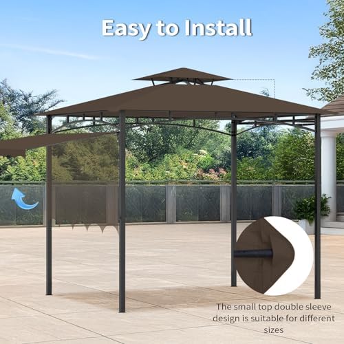 Grill Gazebo Replacement Canopy Top Only, 5x11 ft, Coffee in 5x11 ft, alternate view 6