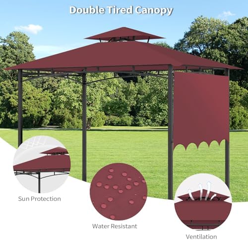 Grill Gazebo Replacement Canopy Top Only, 5x11 ft, Red in 5x11 ft in Red, alternate view 4