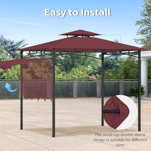Grill Gazebo Replacement Canopy Top Only, 5x11 ft, Red in 5x11 ft in Red, alternate view 6