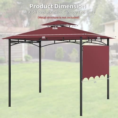 Grill Gazebo Replacement Canopy Top Only, 5x11 ft, Red in 5x11 ft in Red, alternate view 7