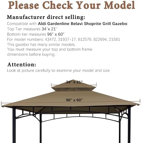 Grill Gazebo Replacement Top Fit for Aldi Grill Gazebo, alternate view 3