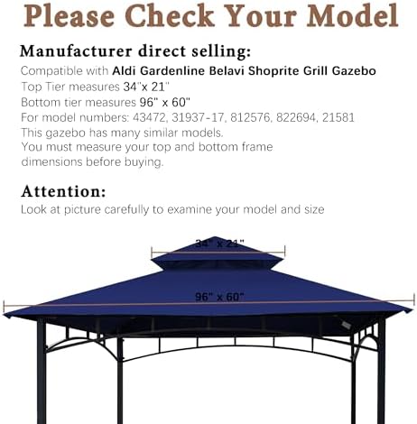Grill Gazebo Replacement Top for Model: 822694,31937-17,21581,43472,812576, alternate view 3