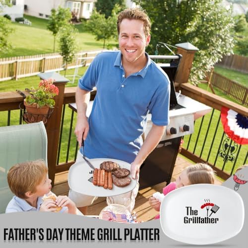 Grill Platter Gift for Dad, Daddy Barbecue Serving Tray Plate in large in White, alternate view 5