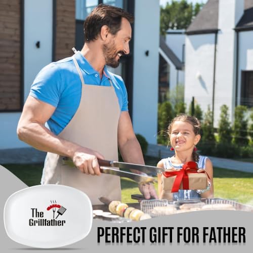 Grill Platter Gift for Dad, Daddy Barbecue Serving Tray Plate in large in White, alternate view 6