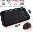 Grilling Prep and Serving Tray, Dishwasher-Safe, 2-pcs Set in Black+red, alternate view 3