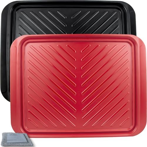 Grilling Prep and Serving Tray, Dishwasher Safe, Nesting Set in Black+red