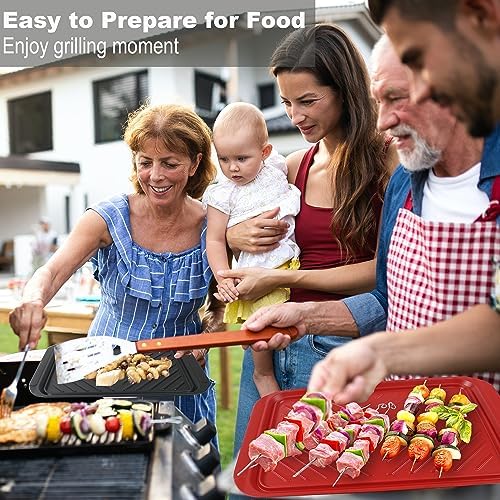 Grilling Prep and Serving Tray, Dishwasher Safe, Nesting Set in Black+red, alternate view 2