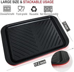 Grilling Prep and Serving Tray, Dishwasher Safe, Nesting Set in Black+red, alternate view 3