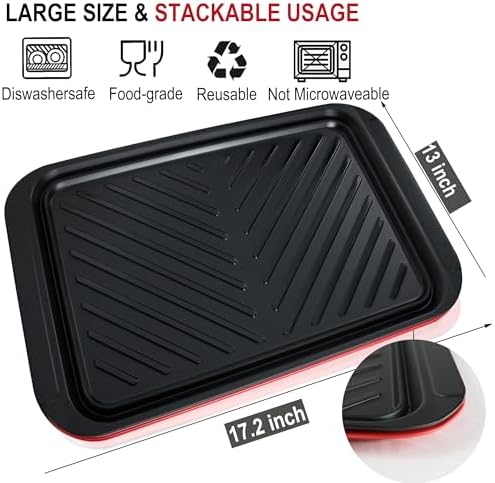 Grilling Prep and Serving Tray, Dishwasher Safe, Nesting Set in Black+red, alternate view 3