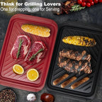 Grilling Prep and Serving Tray, Dishwasher Safe, Nesting Set in Black+red, alternate view 4