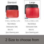 Grilling Prep and Serving Tray, Dishwasher Safe, Nesting Set in Black+red, alternate view 5