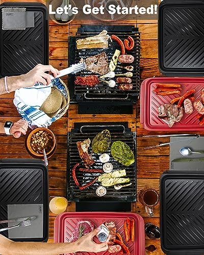 Grilling Prep and Serving Tray, Dishwasher Safe, Nesting Set in Black+red, alternate view 7