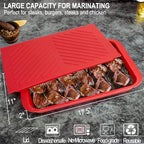 Grilling Prep and Serving Tray with Lid, BBQ Deep Tray for Marinating Raw and Cooked Food, Melamine Serving, alternate view 2