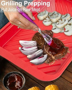 Grilling Prep and Serving Tray with Lid, BBQ Deep Tray for Marinating Raw and Cooked Food, Melamine Serving, alternate view 5