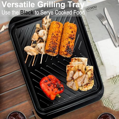 Grilling Prep and Serving Tray with Lid, BBQ Deep Tray for Marinating Raw and Cooked Food, Melamine Serving, alternate view 6