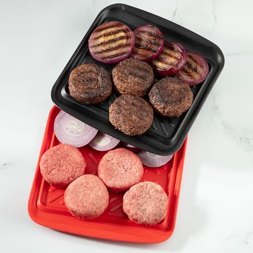 Grilling Prep & Serve Trays, 10.5x10.5 inch Small BBQ Tray Safe for Food Handling, 2 Dishwasher Safe Nesting, alternate view