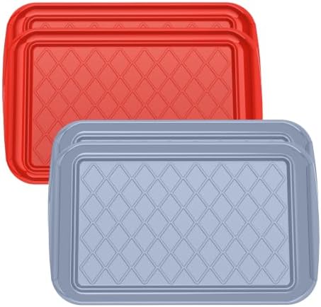 Grilling Prep & Serve Trays for Party- Set of 4, Large Serving Platters for Raw and Cooked Food, Dishwasher
