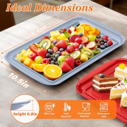Grilling Prep & Serve Trays for Party- Set of 4, Large Serving Platters for Raw and Cooked Food, Dishwasher, alternate view 3