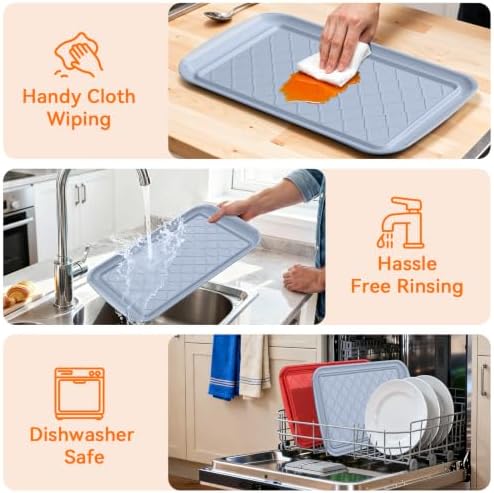 Grilling Prep & Serve Trays for Party- Set of 4, Large Serving Platters for Raw and Cooked Food, Dishwasher, alternate view 5