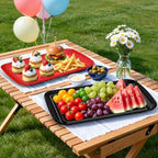 Grilling Prep & Serve Trays for Party Set of 6, Large BBQ Serving Platters in Black & Red, alternate view 7