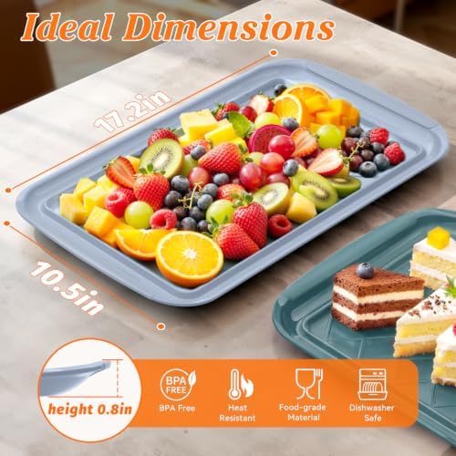 Grilling Prep & Serve Trays for Party- Set of 6, Large Serving Platters for Raw and Cooked Food, Dishwasher, alternate view 3