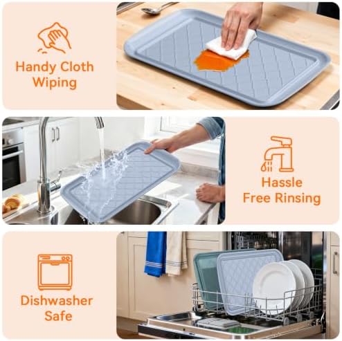 Grilling Prep & Serve Trays for Party- Set of 6, Large Serving Platters for Raw and Cooked Food, Dishwasher, alternate view 5
