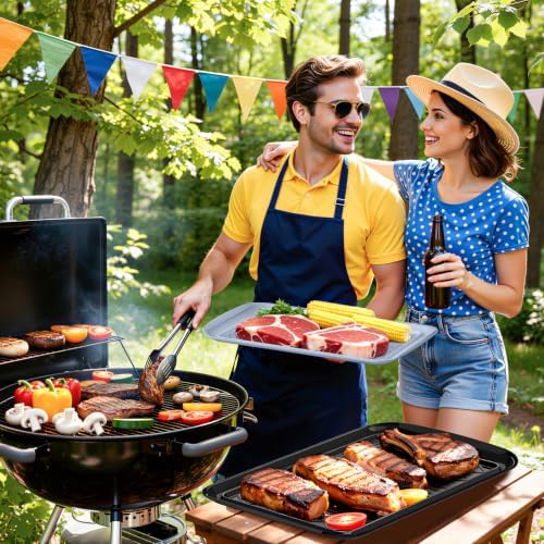 Grilling Prep & Serve Trays for Party- Set of 6, Large Serving Platters for Raw and Cooked Food, Dishwasher, alternate view 2
