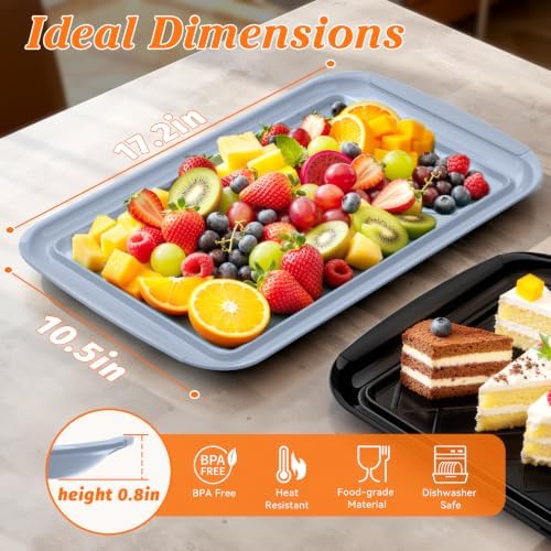 Grilling Prep & Serve Trays for Party- Set of 6, Large Serving Platters for Raw and Cooked Food, Dishwasher, alternate view 3