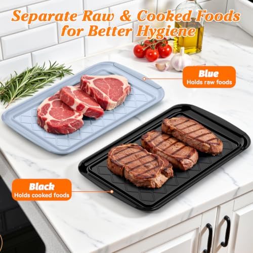 Grilling Prep & Serve Trays for Party- Set of 6, Large Serving Platters for Raw and Cooked Food, Dishwasher, alternate view 4