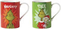 Grinchmas Naughty and Nice Porcelain Christmas Mug Set for 2, 16oz in 2 Count (16 oz) in Green