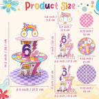 Groovy 67 Cupcake Stand - 3Tier I was 6 Now I'm 7 Dessert Holder in Colorful, alternate view 3