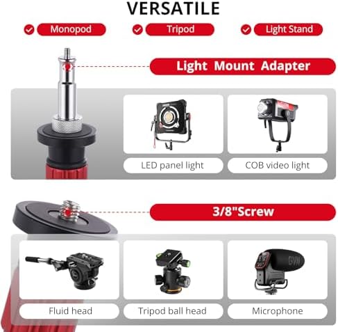 GVM YB2L200 79.9in Heavy Duty Light Stand Kit (2-Pack), Round Base Monopod, 10kg Load Capacity, Flat Base for, alternate view