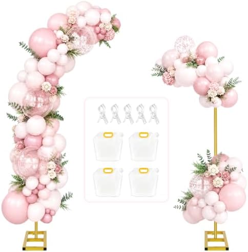 Half Arch Balloon Backdrop Stand with Base, 7.2 x 5.9 Feet, Gold in 7.2 x 5.9 Feet in Gold