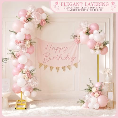 Half Arch Balloon Backdrop Stand with Base, 7.2 x 5.9 Feet, Gold in 7.2 x 5.9 Feet in Gold, alternate view 2