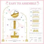 Half Arch Balloon Backdrop Stand with Base, 7.2 x 5.9 Feet, Gold in 7.2 x 5.9 Feet in Gold, alternate view 7