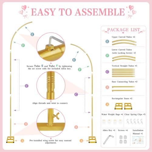 Half Arch Balloon Backdrop Stand with Base, 7.2 x 5.9 Feet, Gold in 7.2 x 5.9 Feet in Gold, alternate view 7