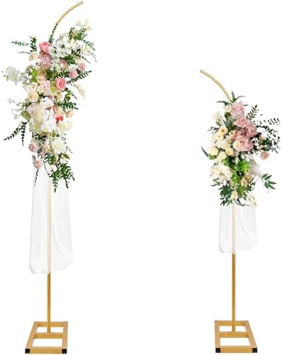 Half Balloon Arch Stand 7.5FT&6.2FT Wedding Arch Stand with Base Gold