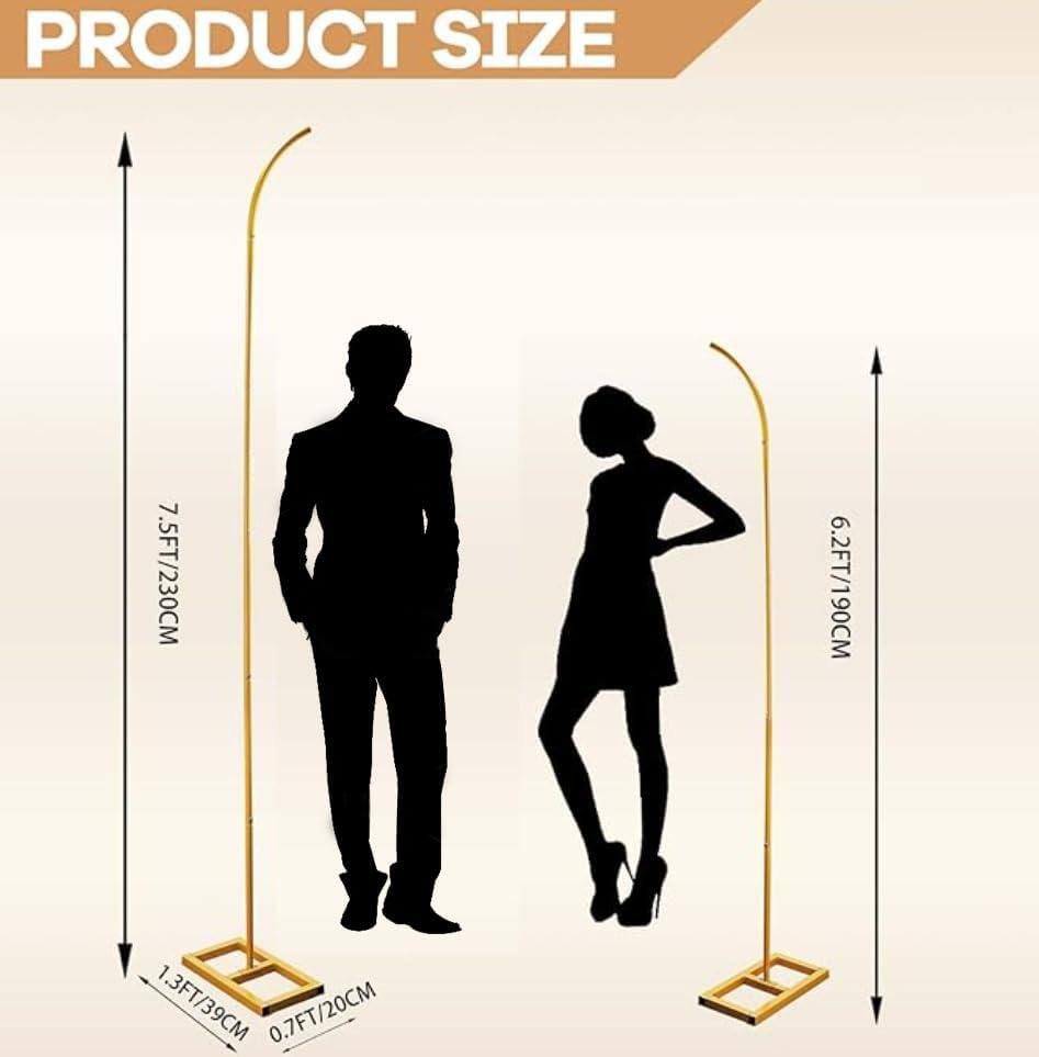 Half Balloon Arch Stand 7.5FT&6.2FT Wedding Arch Stand with Base Gold, alternate view 3