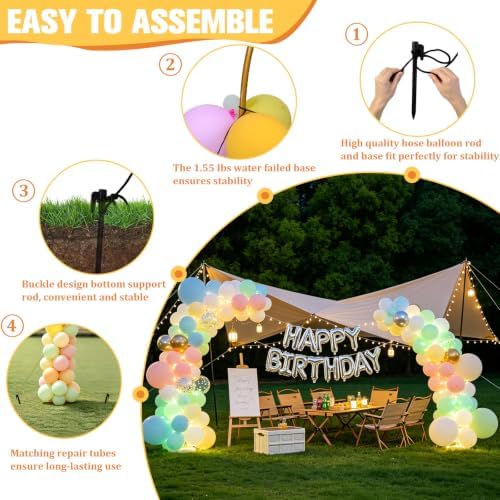 Half Balloon Arch Stand 8.2FT&5FT Balloon Arch With in Gold-b, alternate view 4