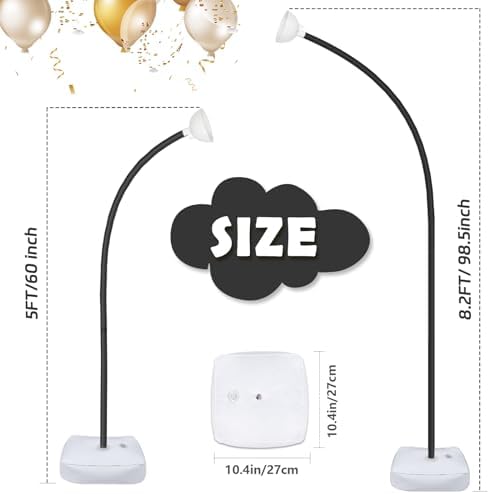 Half Balloon Arch Stand Kit for Floor fit Wedding, Birthday Party, Black in Black, alternate view 3