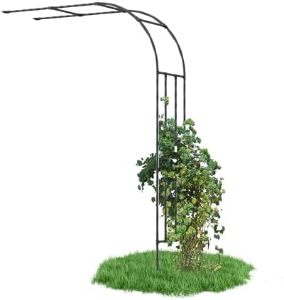Half Garden Arch Trellis, 7.9FT Metal Arbor for Climbing Plants Outdoor in 47.2 inch Length - Black
