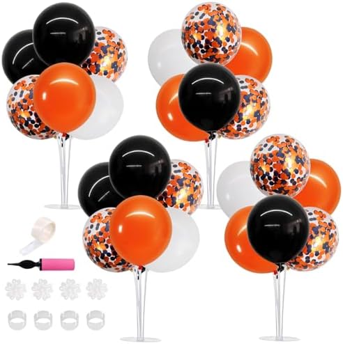 Halloween Balloon Stand Black Orange Balloon Centerpiece for Table in 32 Count (Pack of 1) in Metallic Blue