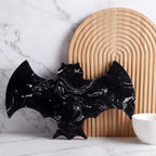 Halloween Bat Marble Cheese Board Black Charcuterie Cutting Tray Marble Serving Decorative for Halloween